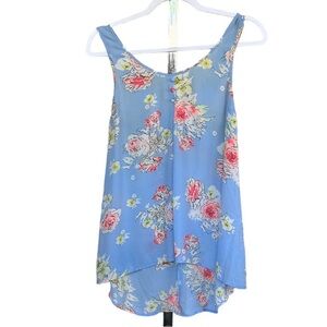 Candie's Floral Print Sleeves Tank Top Shirt With Bow On The Back Size M